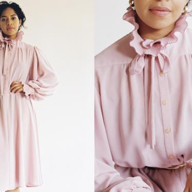 1980s Adolph Schuman for Lilly Ann Mauve Dress