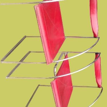 Pair of Leather Italian Cantilevered Chairs in Chromed Steel