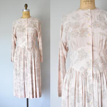 Heather rayon floral dress, pink dress, midi dress, print dress, 90s clothing 