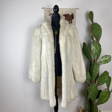 Vintage Penny Lane Style White Faux Fur Jacket 
