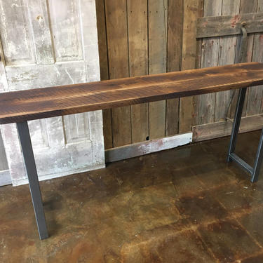 Reclaimed Wood Console Table / Industrial H-Shaped Steel Legs / 16" Depth 