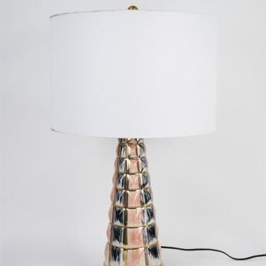 Atomic Era Ceramic Lamp with Gold, Pink and Black