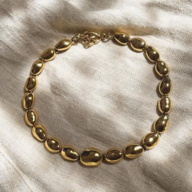 vintage bold pebbled gold tone 90s statement necklace 