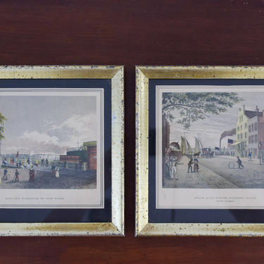 Pair of Vintage New York Colored Engraving Prints/Bookplates 