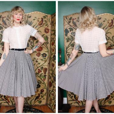 1950s Skirt // Checker Full Sweep Circle Skirt // vintage 50s skirt 