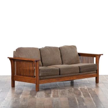 California Craftsman Sofa W Chevron Upholstery 