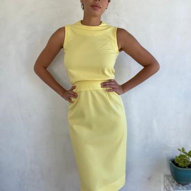 Beautiful 1950’s 60’s Vintage Yellow Audrey Sleeveless Midi Pencil Sheath Dress - Small 