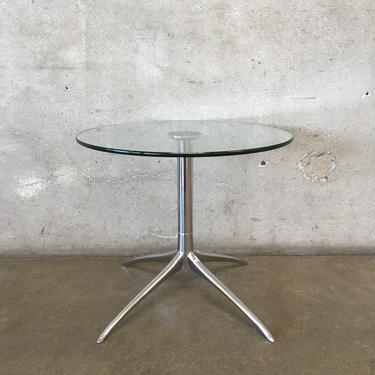 Vintage Glass & Chrome Round End Table