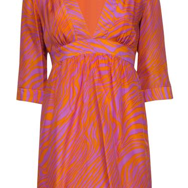 Milly - Purple & Orange Zebra Printed Silk Dress Sz 6