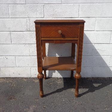 Traditional Vintage Nightstand Antique Wood Bedside Table Bedroom Storage Accent / End Table by White Furniture CUSTOM PAINT Available 