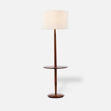 Mid-Century Modern Floor Lamp with Side Table by Laurel