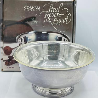 Gorham Silverplate Paul Revere 9” Bowl w/ Liner Original Box - Unused Condition 