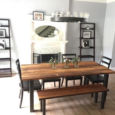 Modern Dining Table / Industrial Reclaimed Wood and Post Metal Leg Table / Farmhouse Kitchen Table 