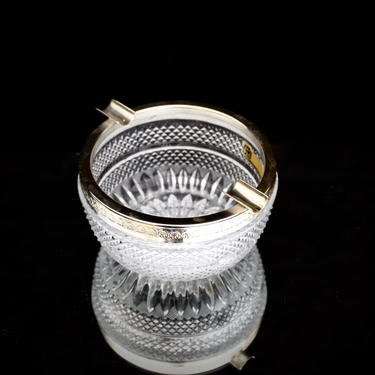 Vintage West German Silver Rim Handcut Crystal Ashtray | Trinket Dish 