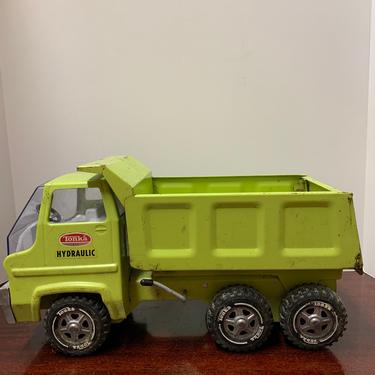 1970s Tonka Pressed Metal Hydraulic Dump Truck in Lime Green 