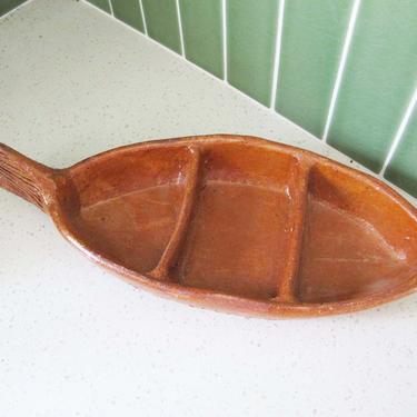 Vintage Mexican Terracotta Fish Shaped Dish - Red Clay Mexican Salsa Condiment Dish - Bohemian Kitchen - Housewarming Gift 