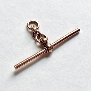 Petite Antique Edwardian 9K Rose Gold Watch Chain T Bar Fob Finding Pendant 
