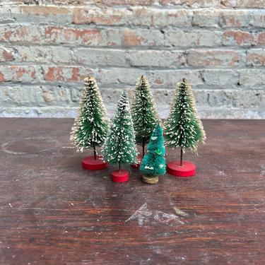 Vintage Set of 5 Bottle Brush Christmas Tress Holiday Decor 