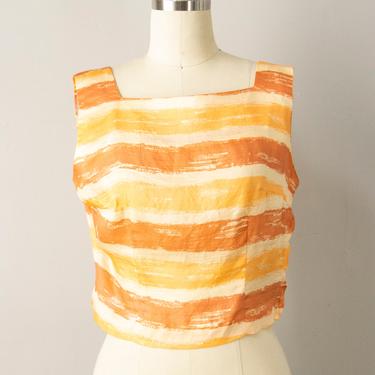 1950s Silk Top Cropped Blouse M 