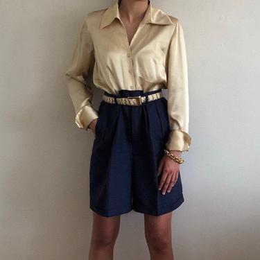 80s linen shorts / vintage Giorgio Sant Angelo high waisted pleated linen trouser shorts | 28 W size 6 