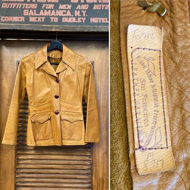 Vintage 1960’s East West Musical Instruments “Topaz” Leather Jacket, 60’s Leather Jacket, 60’s Hippie Rocker Jacket, Vintage Clothing 