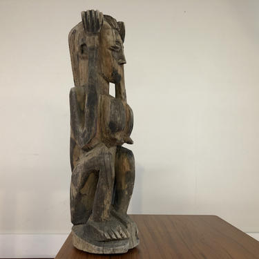 Vintage African Carved Wood Statue 