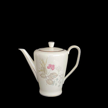 Vintage Mid Century Modern ROSENTHAL Porcelain BETTINA Parisian Spring Pattern Floral Scene Teapot Coffee Pot 1950s Off White & Gold Germany 
