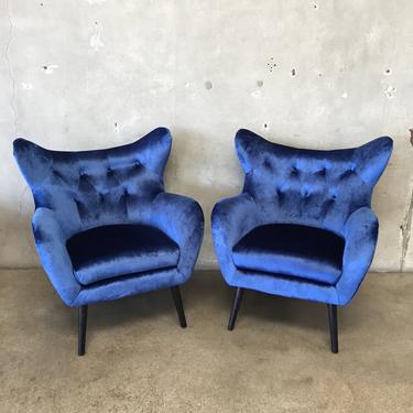 Pair of Blue Mid Century Style Chairs