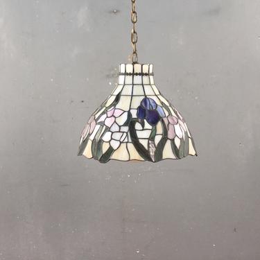 Tiffany-Style Violets Stained Glass Swag Lamp – ONLINE ONLY