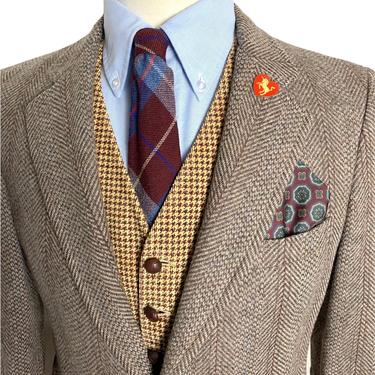 Vintage 100% WOOL TWEED Blazer ~ 36 R ~ Herringbone jacket / sport coat ~ Preppy / Ivy League / Trad 