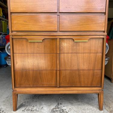 Mid Century Hickory Furniture Walnut “Tung Si” Highboy Dresser 