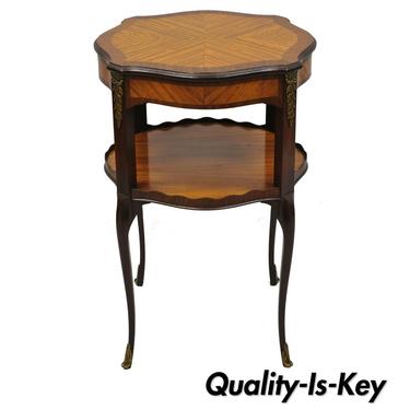 Weiman Heirloom Mahogany Satinwood Inlay French Louis XV Style Accent Side Table