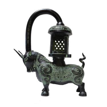 Chinese Green Black Ancient Ox Candle Display Vessel vs370E 