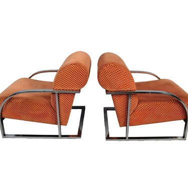 Lounge Chairs Chrome Mid Century Modern Milo Baughman Style 