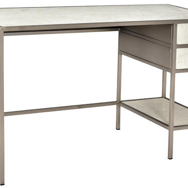 White Marble and Iron Home Office Desk by Terra Nova Furniture Los Angeles 