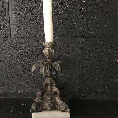 French Baroque Marble Candleholder