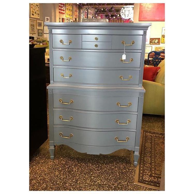 Gray painted Tall chest of  6 drawers 37 W x 21 D x 56 H 