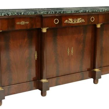 Sideboard, French Empire Style Marble-Top Mahogany, Gilt Metal Mounts, Vintage!
