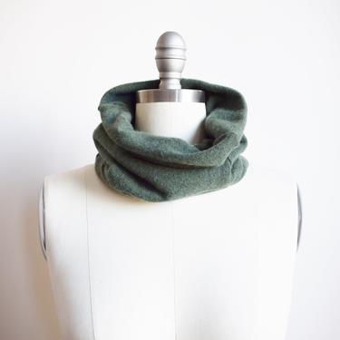 Upcycled Cashmere Neck Warmer | Patchwork Green | Handsewn 100% Cashmere Infinity Scarf, Neck Buff, Gaiter 