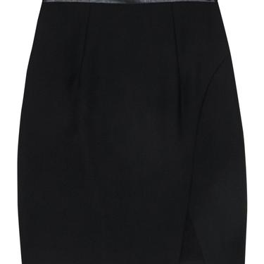 Milly - Black Tulip Hem Pencil Skirt w/ Leather Waistband Sz 4