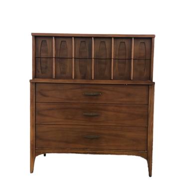 Free Shipping Within US - Vintage Solid Walnut Mid Century Modern Kent Coffey Tallboy Dresser 