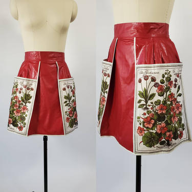 On hold for Maree 60s/70s Half Apron with Botanical Print on the Pockets 60s Vintage Kitchen 70's Housewares 