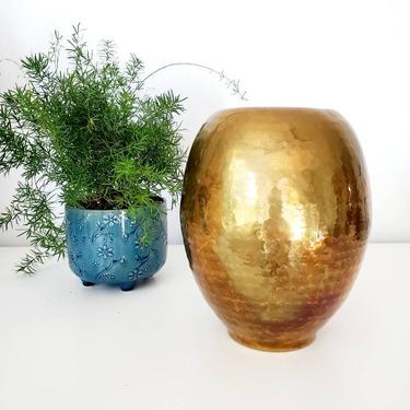 Vintage Hammered Brass Decor Vase 