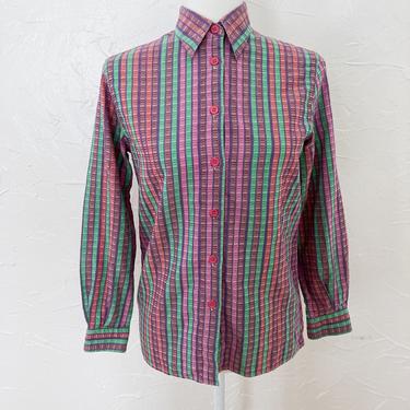 70s Missoni Sport Multicolored Candy Striped Shirt | Extra Small/Small 