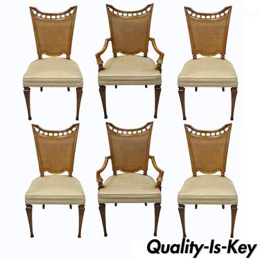 John Widdicomb Hollywood Regency French Style Cane Back Dining Chairs Set of 6