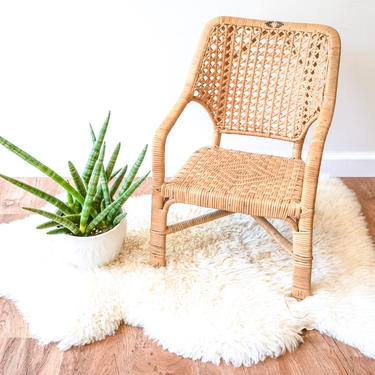 Adorable Vintage Children's Mid-Century Modern Woven Rattan and Bamboo Chair 