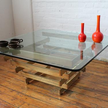 Square brass coffee table 