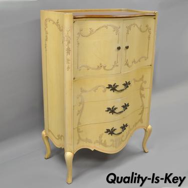 French Provincial Louis XV Style Walnut Tall Chest Dresser by John Widdicomb