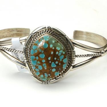 Dave Skeets Navajo Sterling Silver #8 Number 8 Turquoise Cuff Bracelet Signed Handmade Artisan 