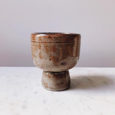 Black Clay Goblet // ceramic footed tumbler cup 
